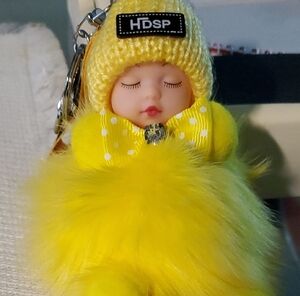 Yellow Plush Baby Doll Keychain